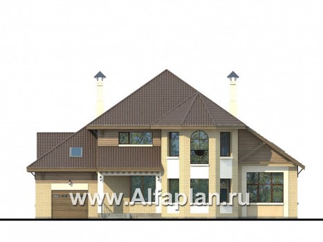 Проекты домов Альфаплан - «Последний герой» - дом в английском стиле с двусветной гостиной - превью фасада №1