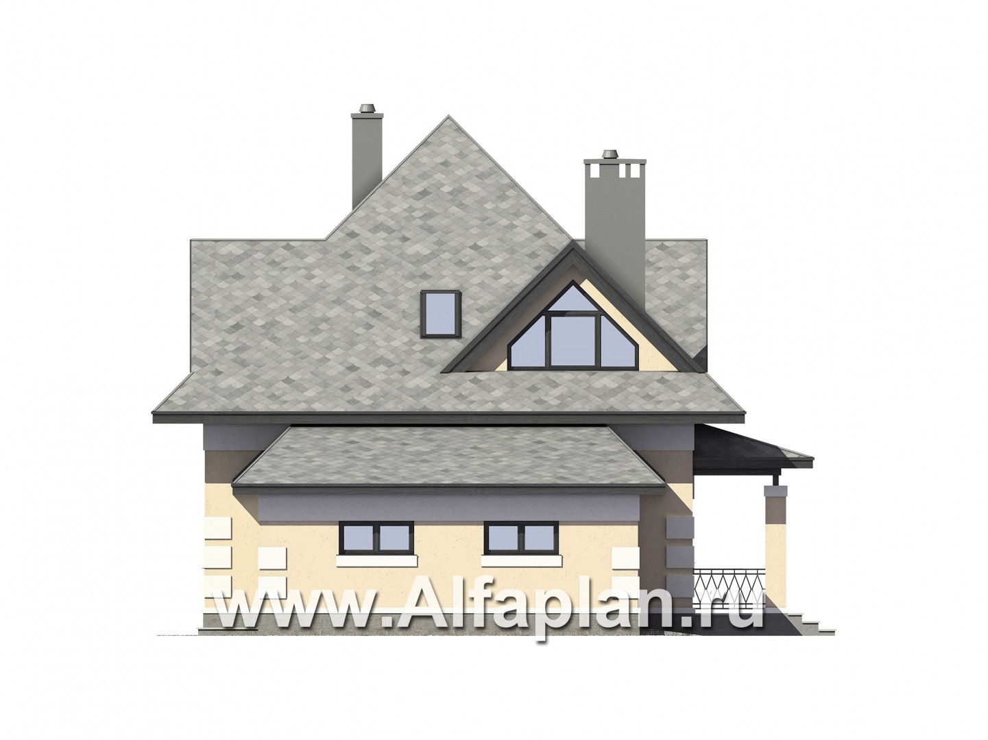 Проекты домов Альфаплан - Экономичный дом с гаражом - изображение фасада №2