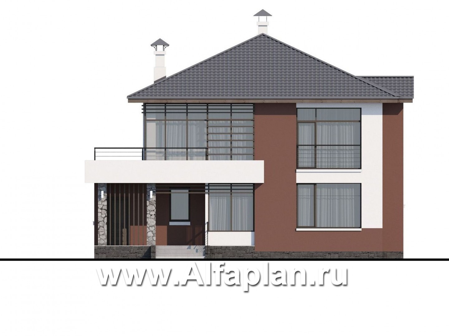 Проекты домов Альфаплан - «Выбор» - экономичный и комфортный современный дом - изображение фасада №1