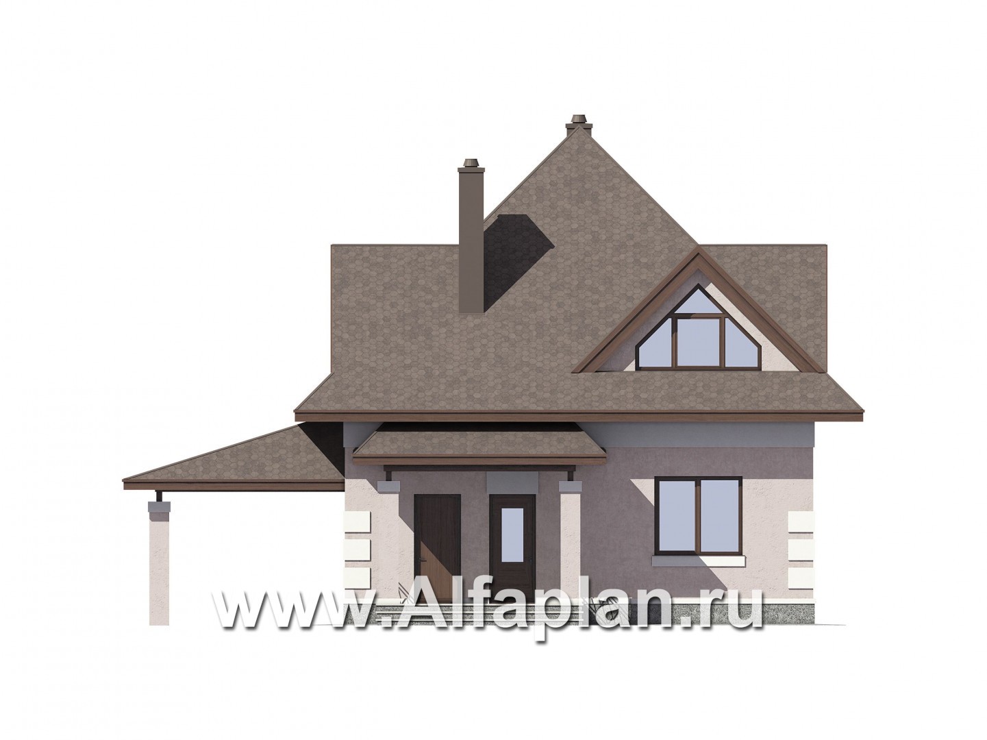 Проекты домов Альфаплан - Экономичный дом с навесом для машины - изображение фасада №3