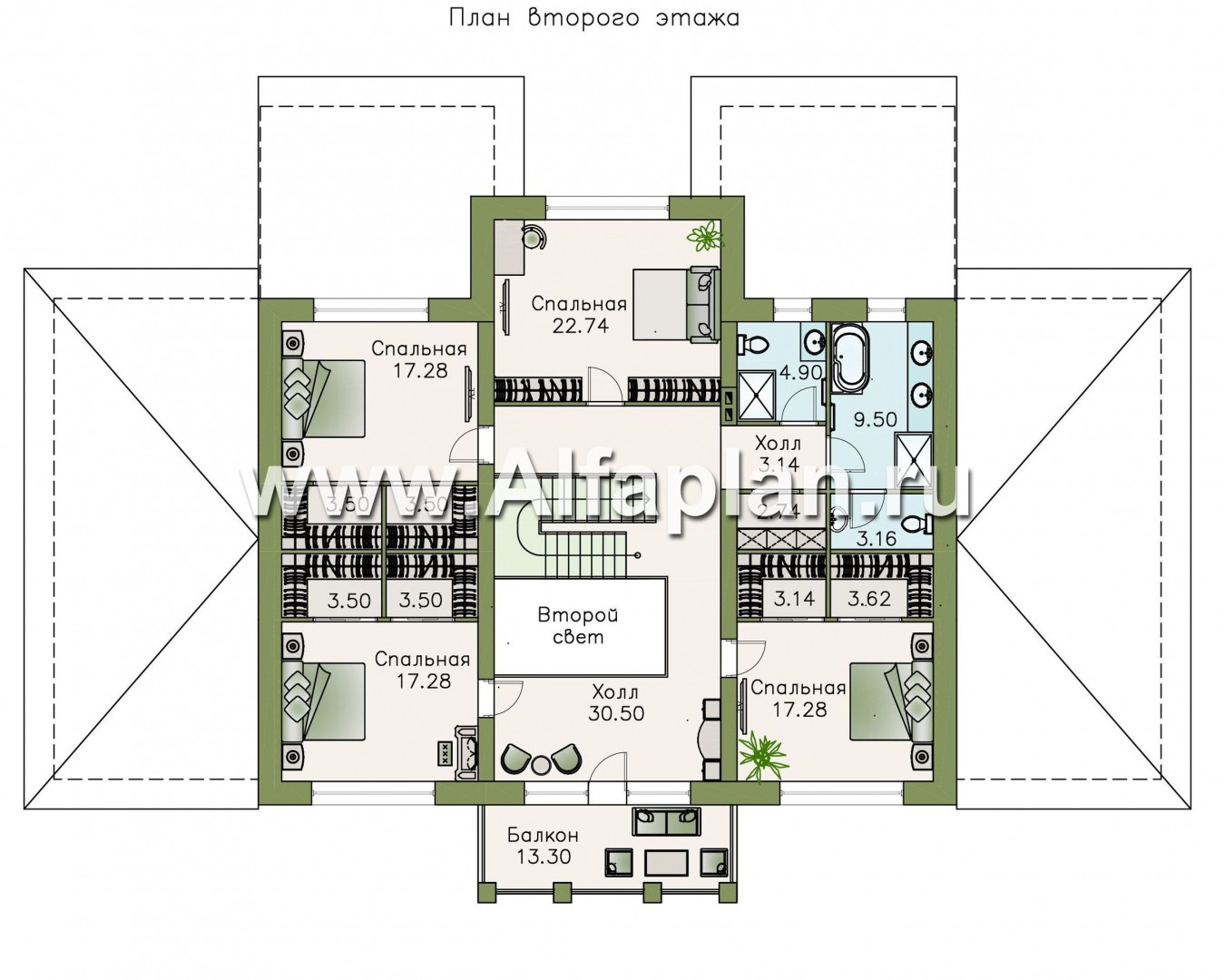Проекты домов Альфаплан - Вилла в классическом стиле с бассейном - план проекта №2