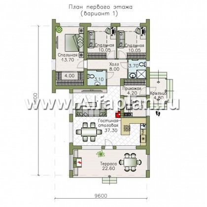 Проекты домов Альфаплан - «Лямбда» - просторный дом в современном стиле - превью плана проекта №1