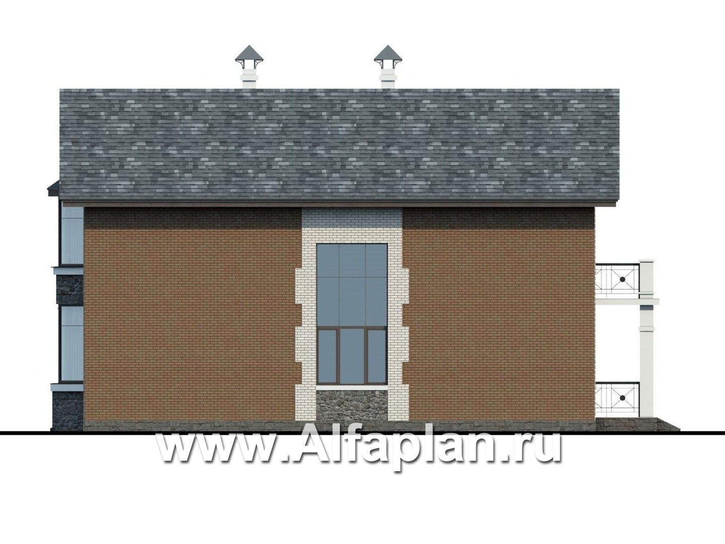 Проекты домов Альфаплан - «Галерея»- дом c балконом-галереей и навесом для авто - изображение фасада №3