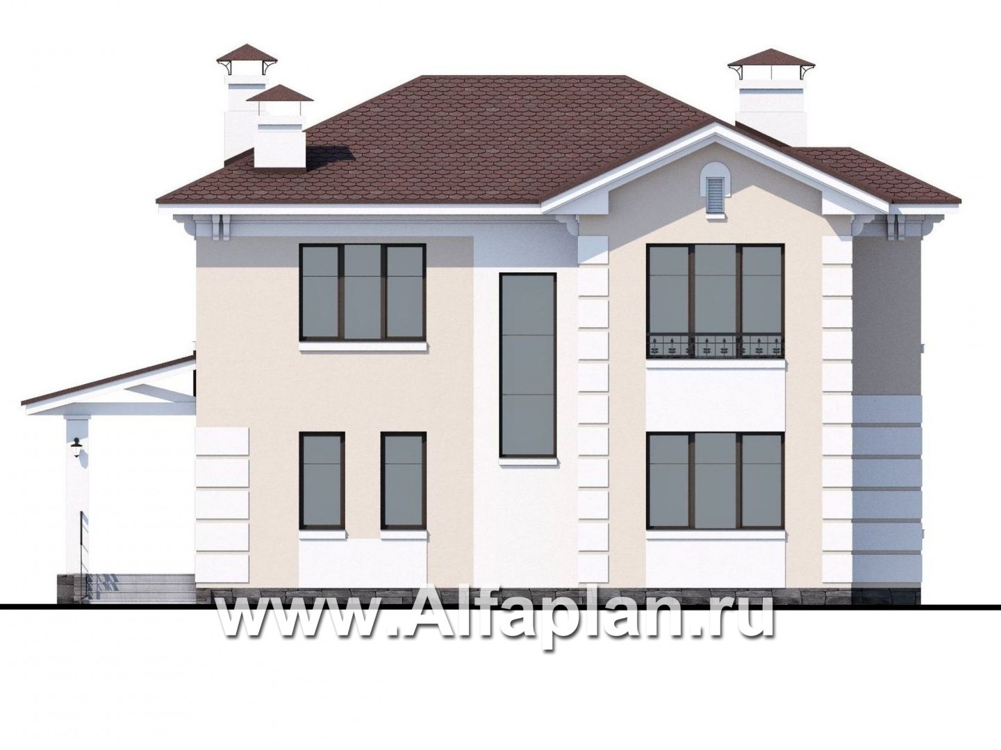 Проекты домов Альфаплан - «Галатея» - двухэтажный коттедж в традиционном стиле - изображение фасада №4