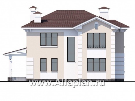 Проекты домов Альфаплан - «Галатея» - двухэтажный коттедж в традиционном стиле - превью фасада №4