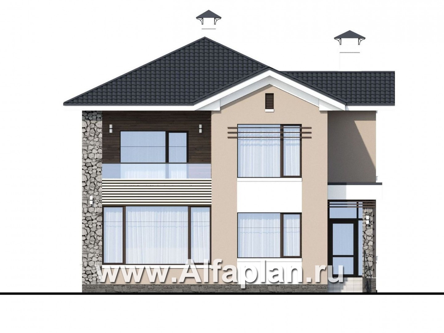 Проекты домов Альфаплан - «Знаменка» - удобный и компактный коттедж в современном стиле - изображение фасада №1