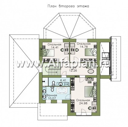 Проекты домов Альфаплан - «Фабула» - классический коттедж с гаражом и бильярдной - превью плана проекта №2