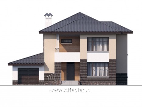 Проекты домов Альфаплан - «Ирида» - стильный современный дом с гаражом - превью фасада №1