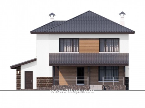 Проекты домов Альфаплан - «Ирида» - стильный современный дом с гаражом на два автомобиля - превью фасада №4