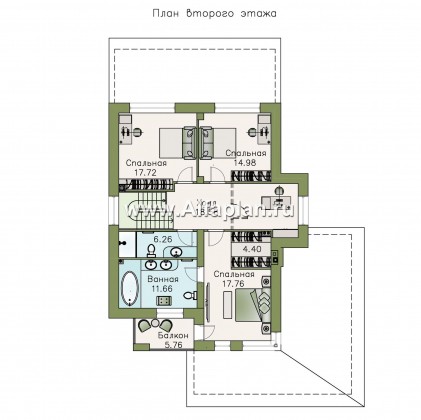 Проекты домов Альфаплан - «Ирида» - стильный современный дом с гаражом на два автомобиля - превью плана проекта №2