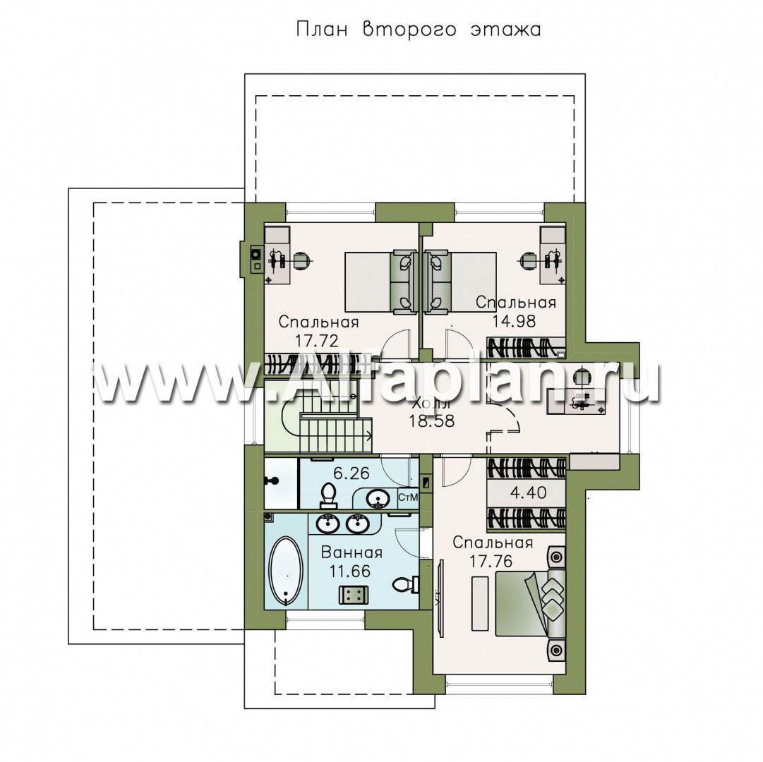 Проекты домов Альфаплан - «Борей» - стильный коттедж с односкатной крышей - изображение плана проекта №2