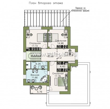 Проекты домов Альфаплан - «Эвр» - коттедж с плоской кровлей, с гаражом на два автомобиля - превью плана проекта №2